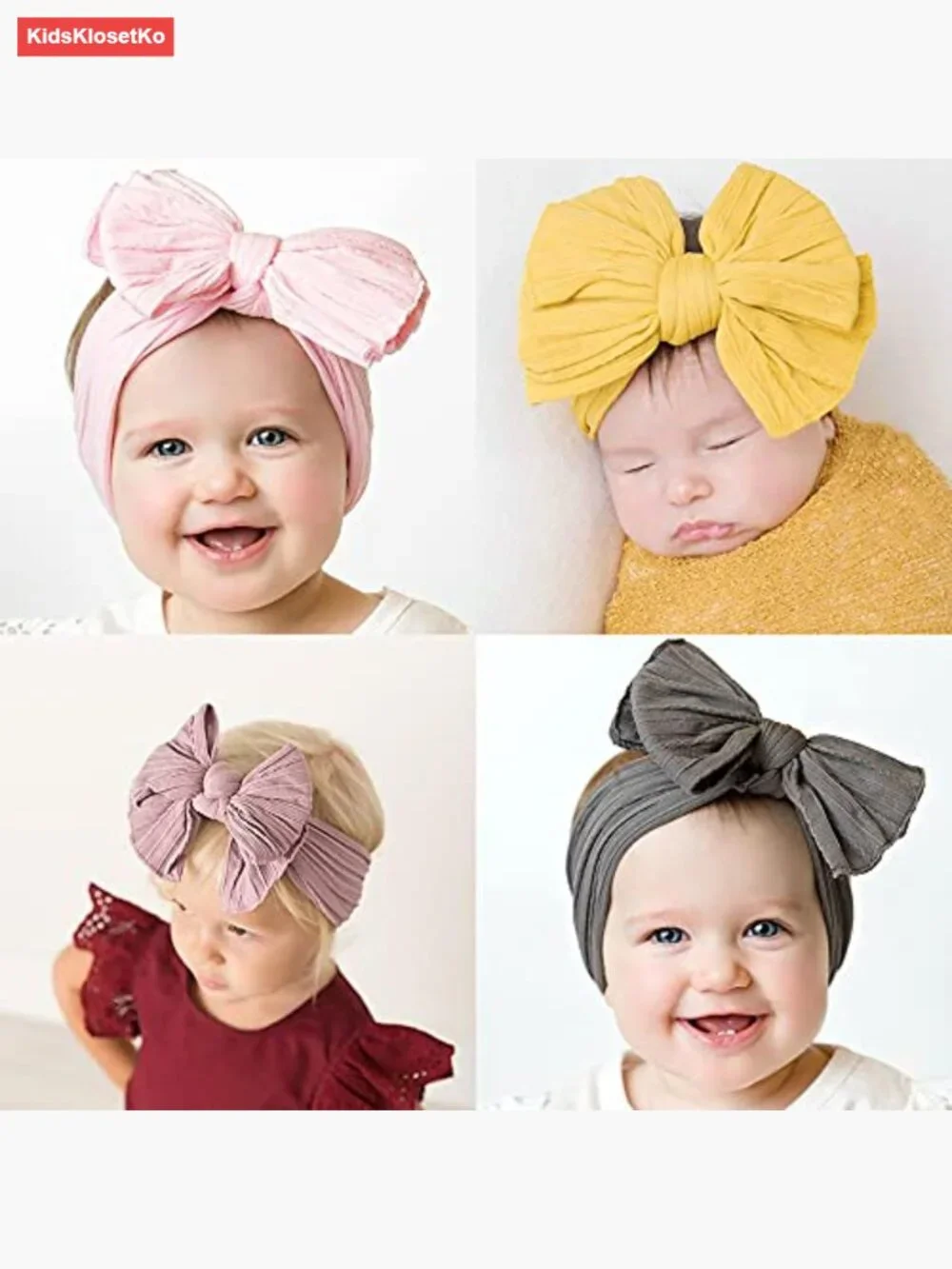 Baby Hair Bow Head Wraps Turban Knotted Knitted Headbands Soft Silk Stretchy